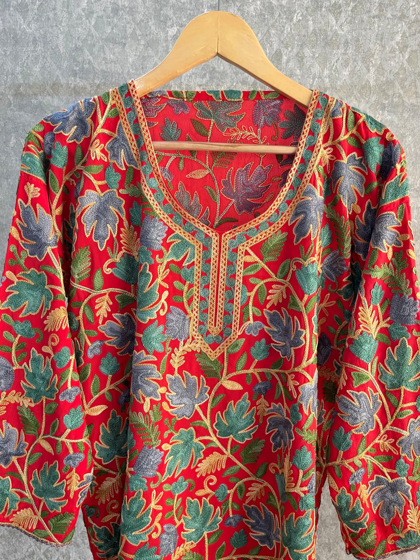 Red Crape Jaal Work (Front & Back) Kurta