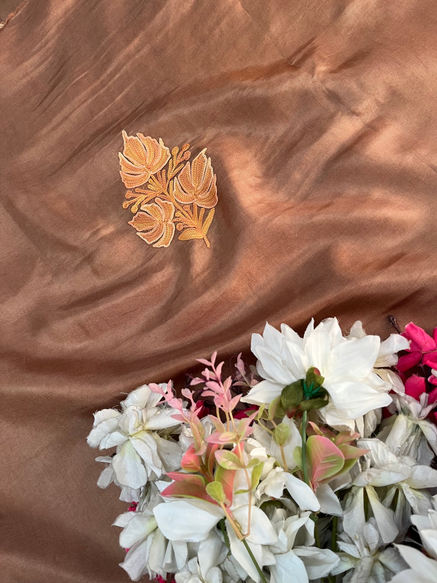 Soft Brown Opada Silk Kashmiri Suit