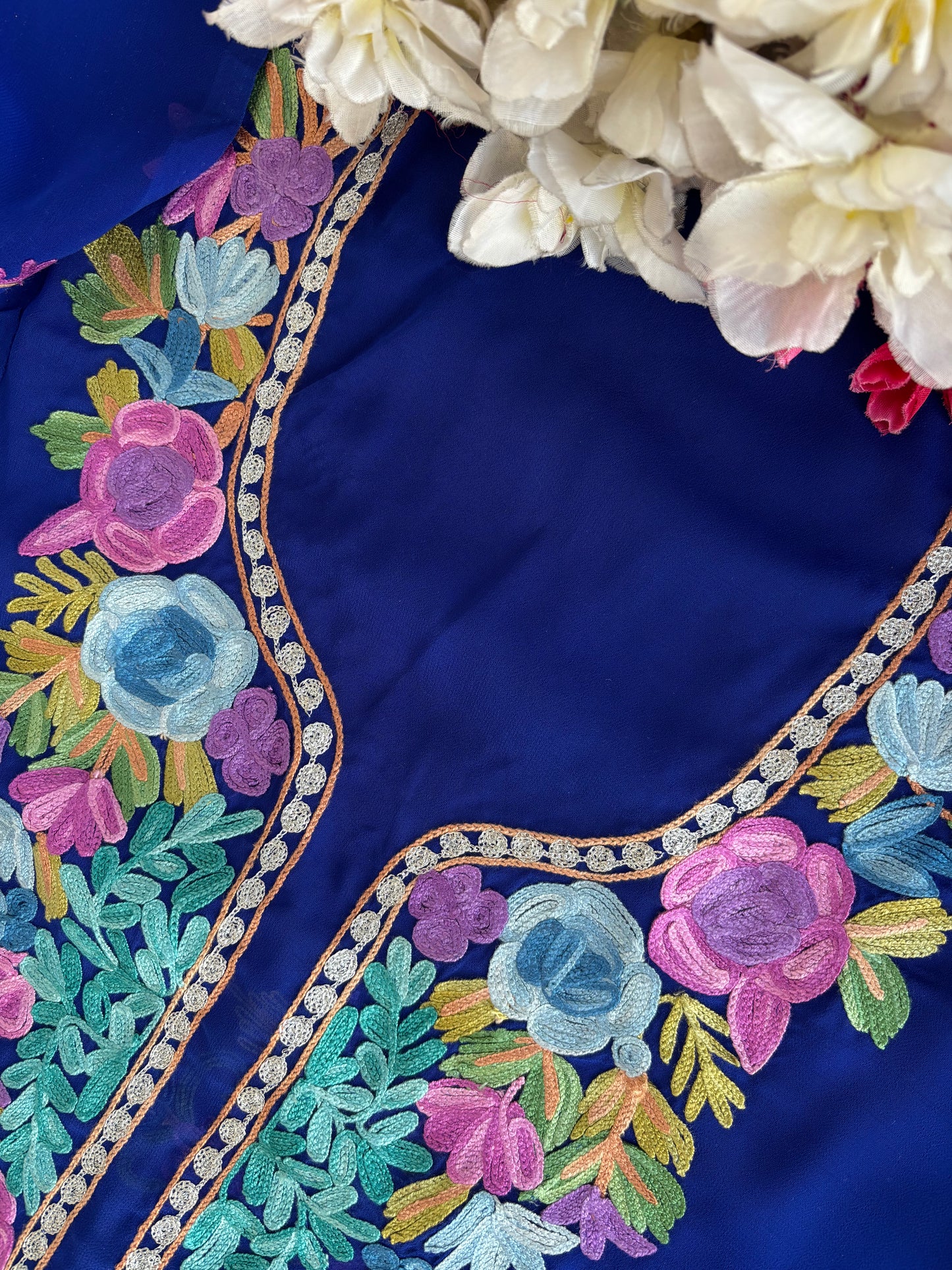 Electric Blue Georgette Kashmiri Suit