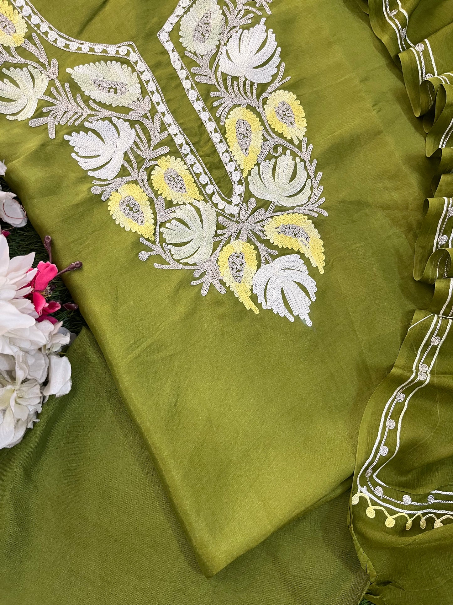 Heena Green Opada Silk Kashmiri Suit