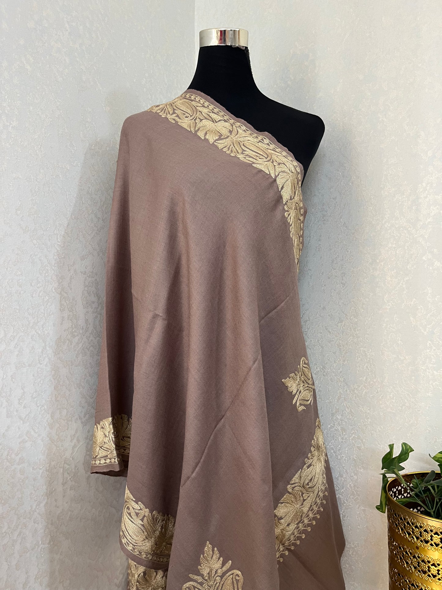 Semi Pashmina Tilla Embroidered stole