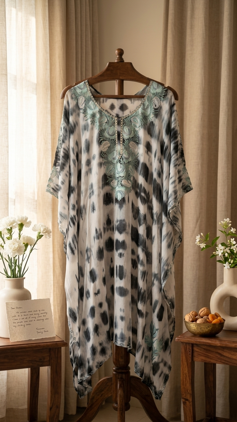 Grey Pure Georgette Shibori Kaftan (46)