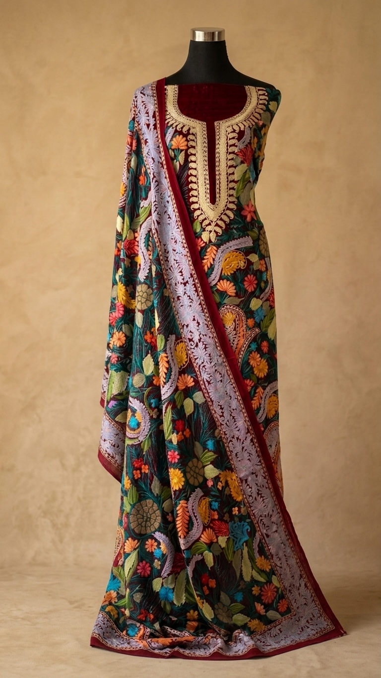 Maroon Premium Georgette Kashmiri Suit
