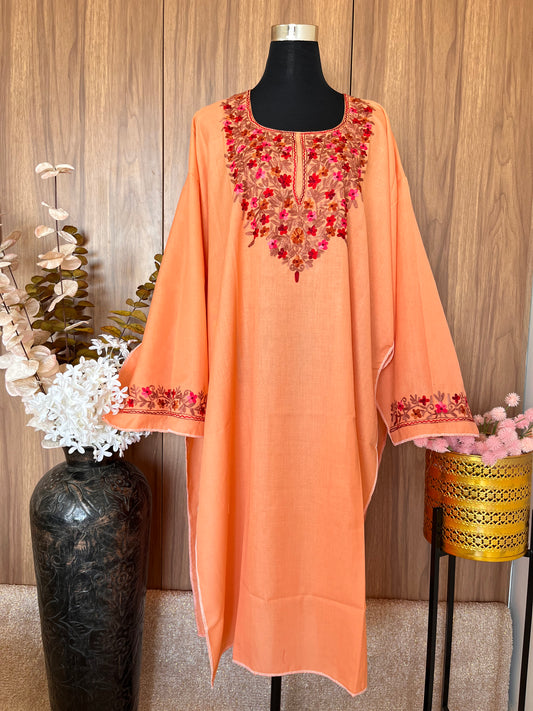 ‘Bageecha’ Cotton Semi Stitched Peach Aari Work Kurti