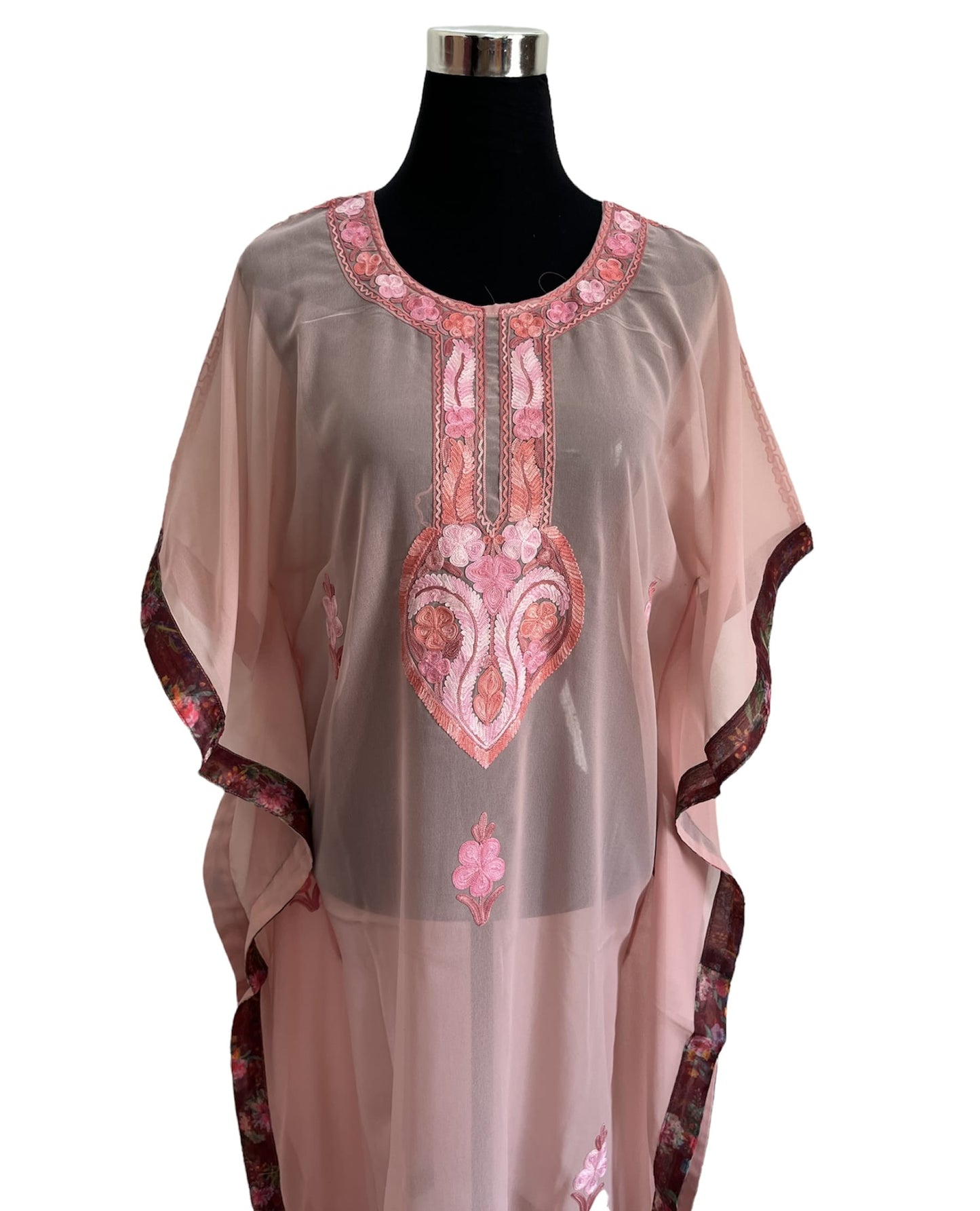 Pink Aari embroidered Kaftan