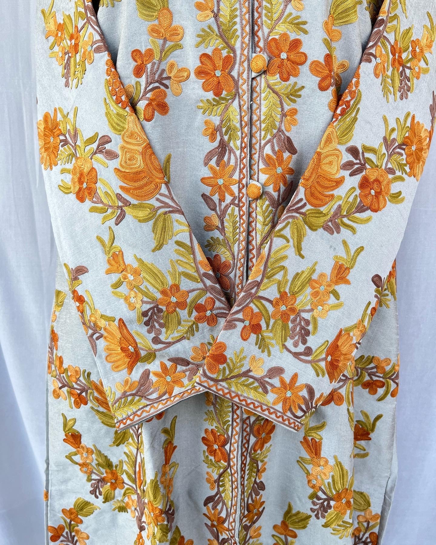 Ivory White Aari  Embroidered Silk Jackets