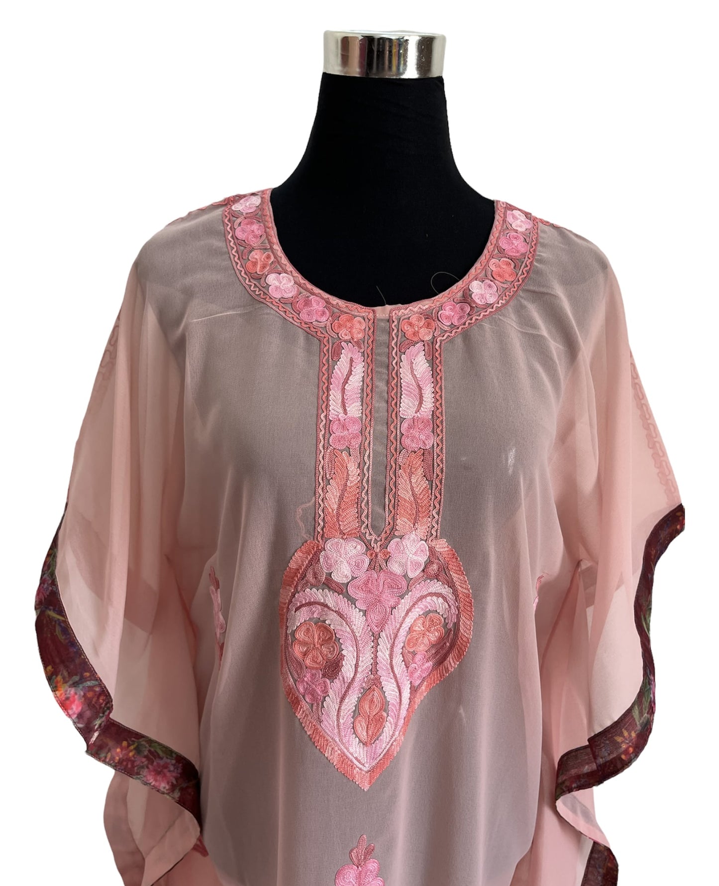 Pink Aari embroidered Kaftan