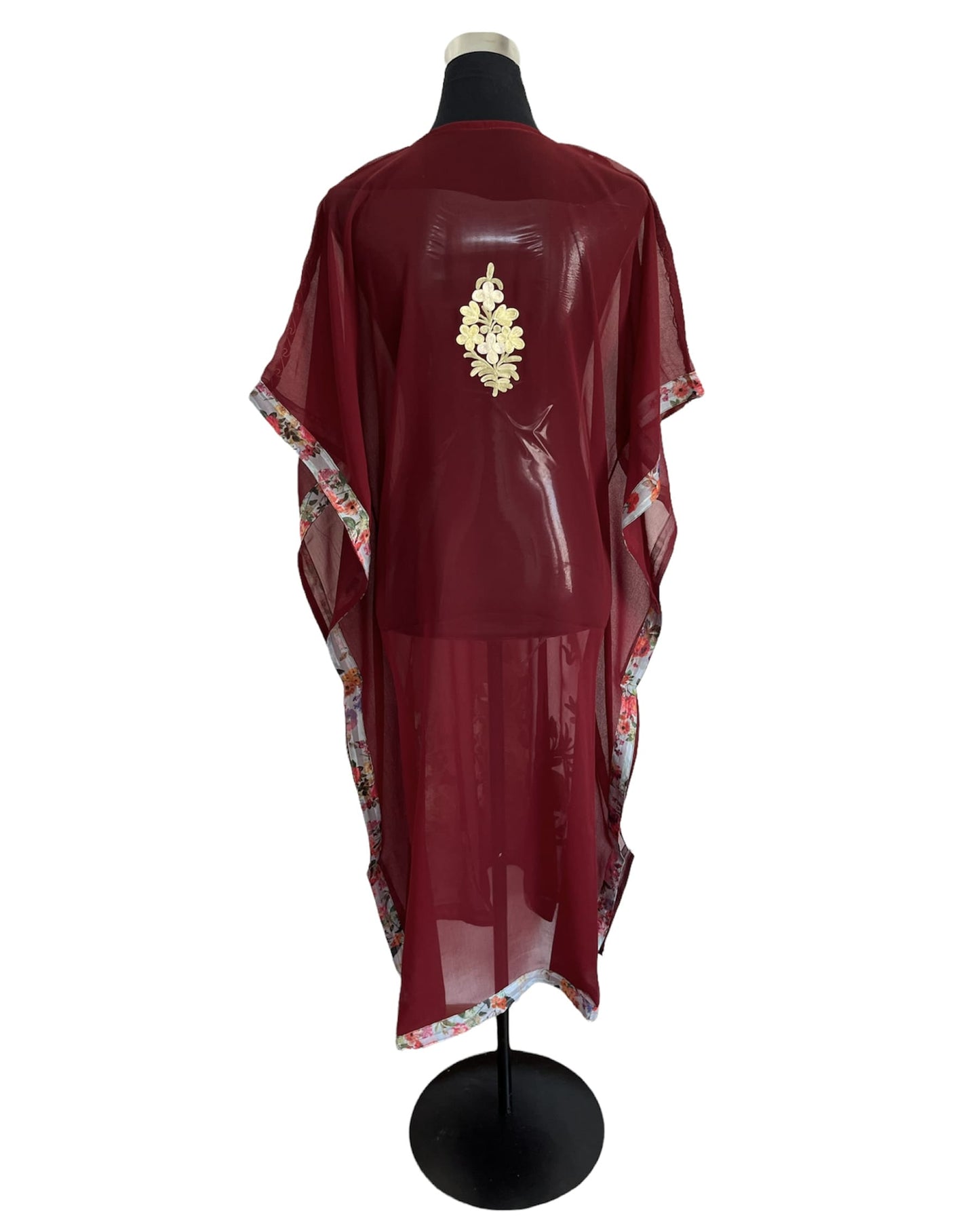 Maroon Aari embroidered Kaftan