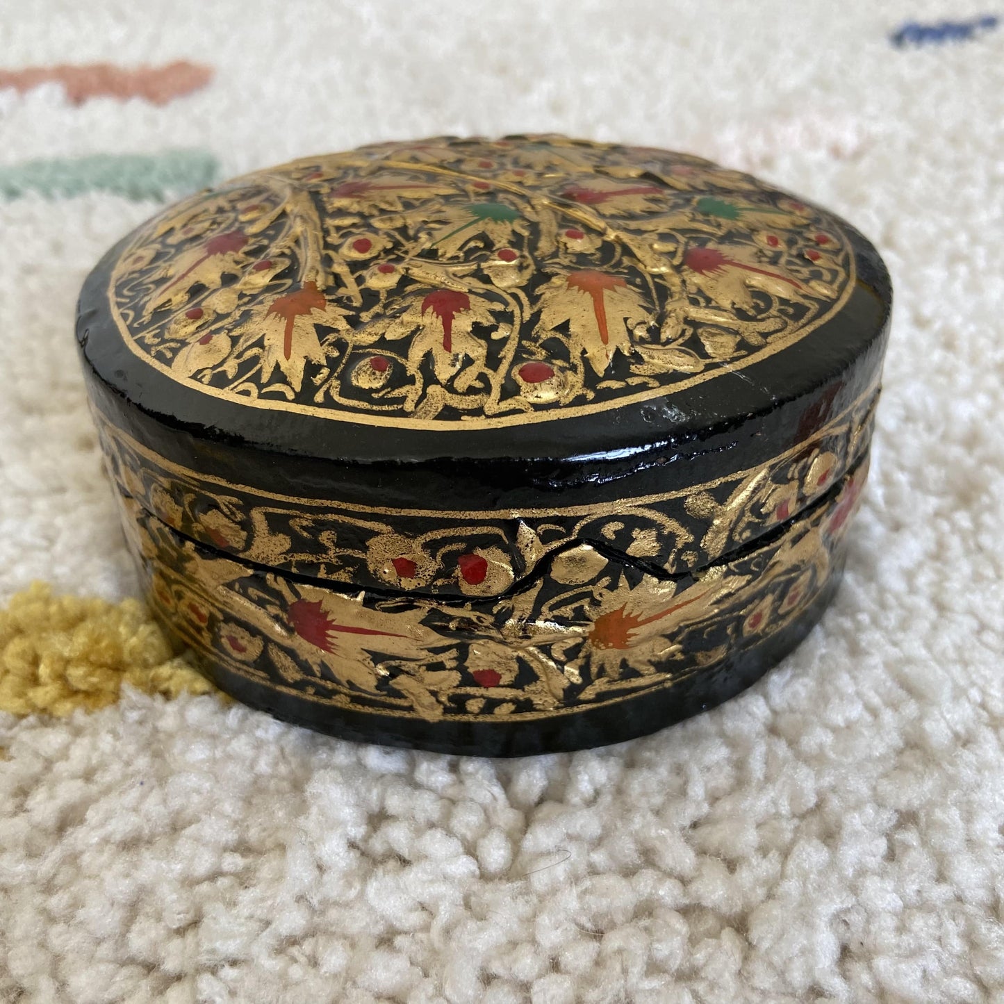 Golden Black Chinar Patti Handmade Paper Mache Box