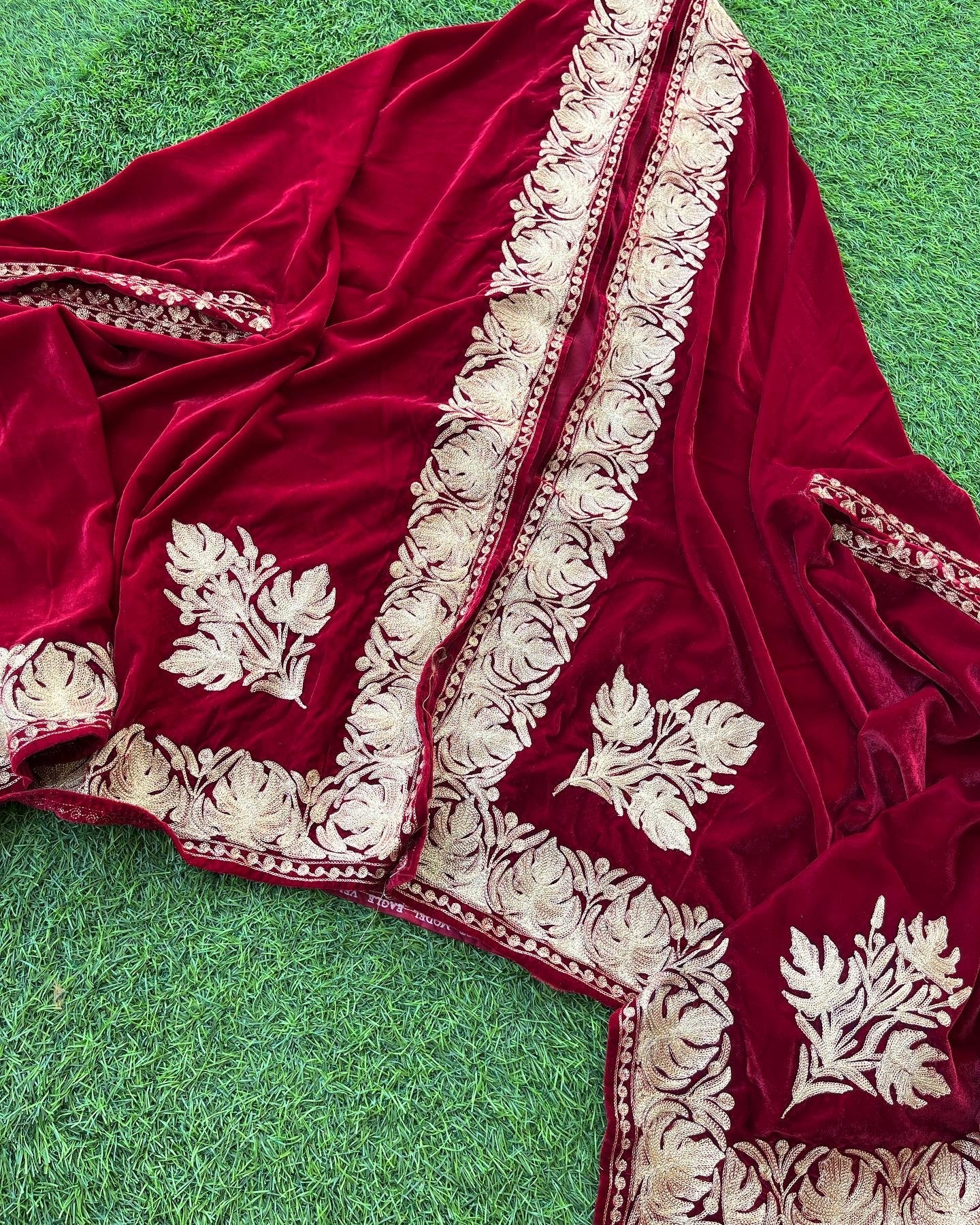 Red Tilla Embroidered Velvet Cape