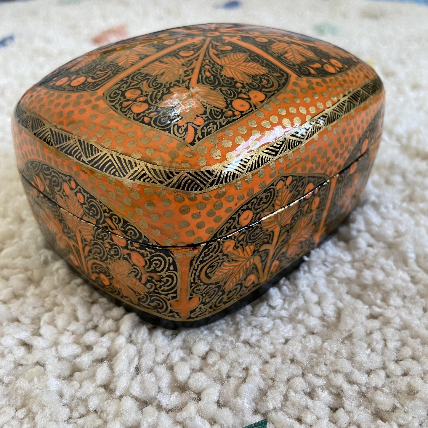 Orange Chinar Patti Handmade Paper Mache Box