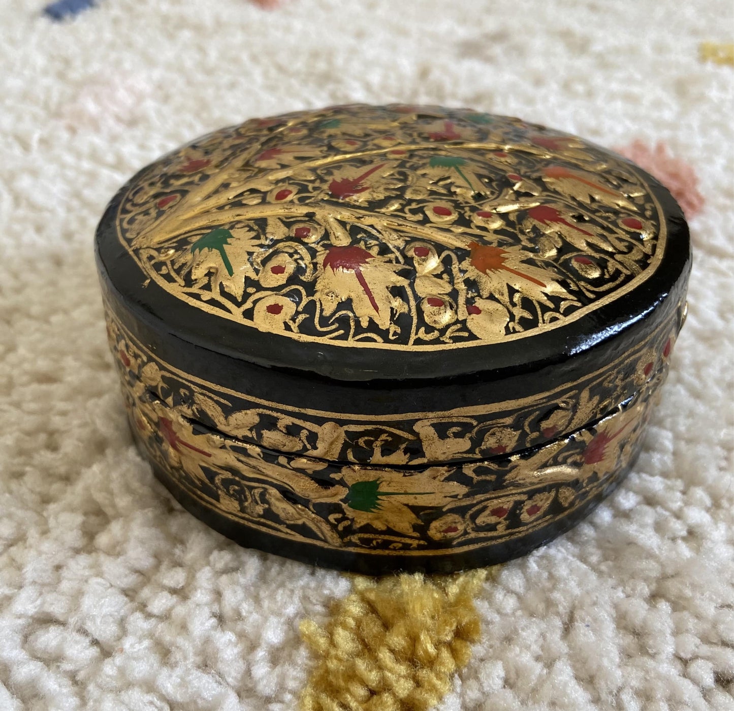 Golden Black Chinar Patti Handmade Paper Mache Box