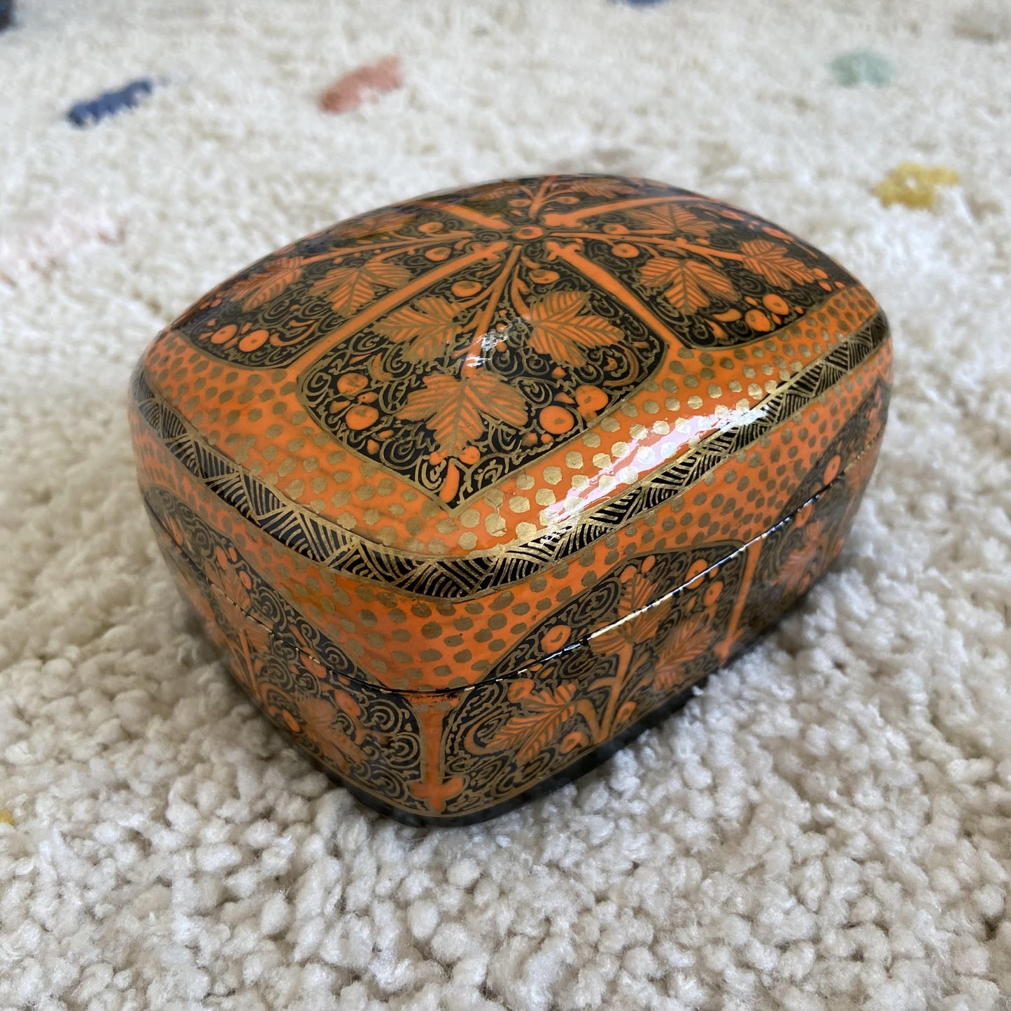 Orange Chinar Patti Handmade Paper Mache Box