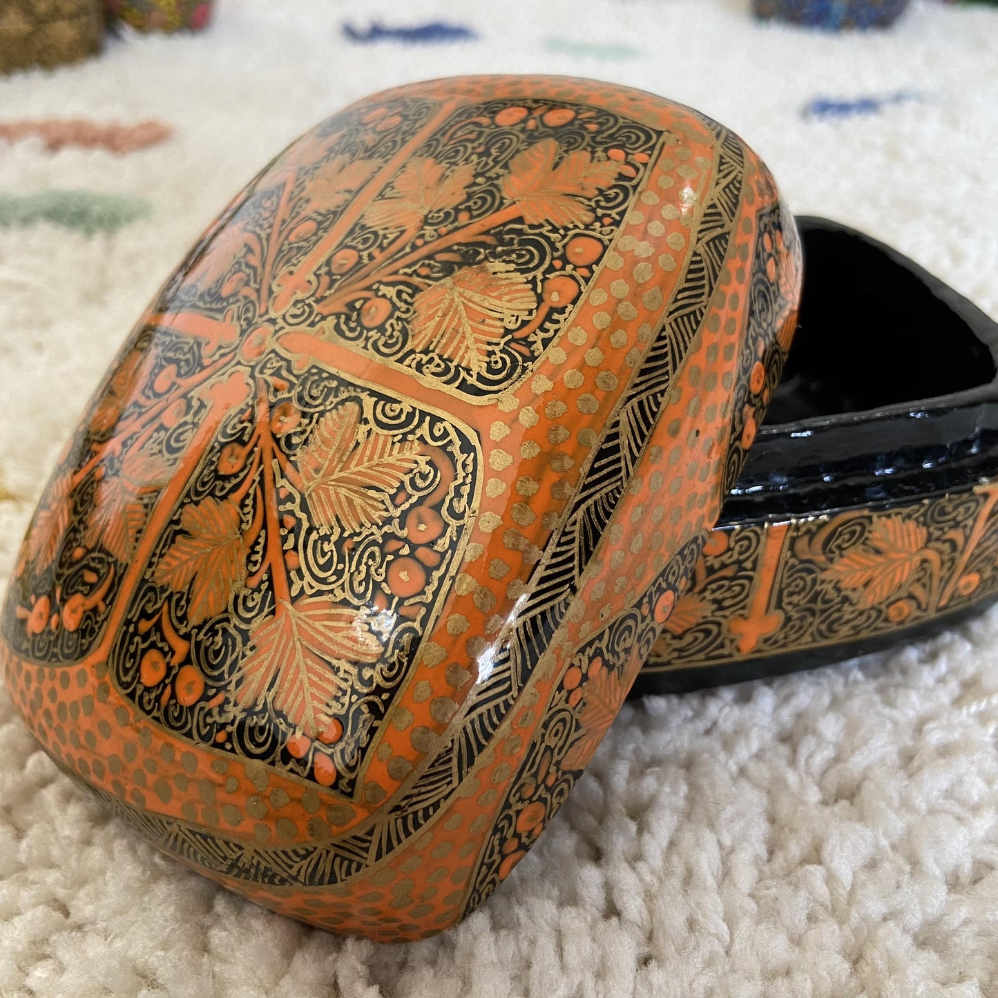 Orange Chinar Patti Handmade Paper Mache Box